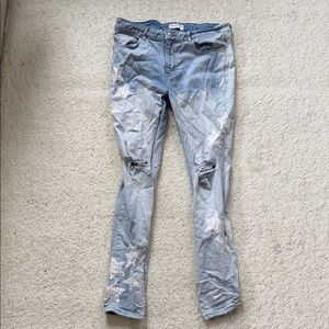 Trendy Light Blue Distressed Women's Skinny Jeans
